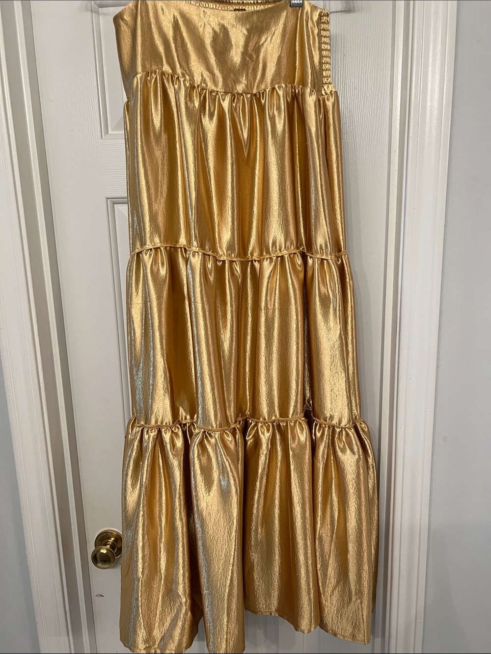 Free People Gold Tiered Satin Maxi Skirt - Women's